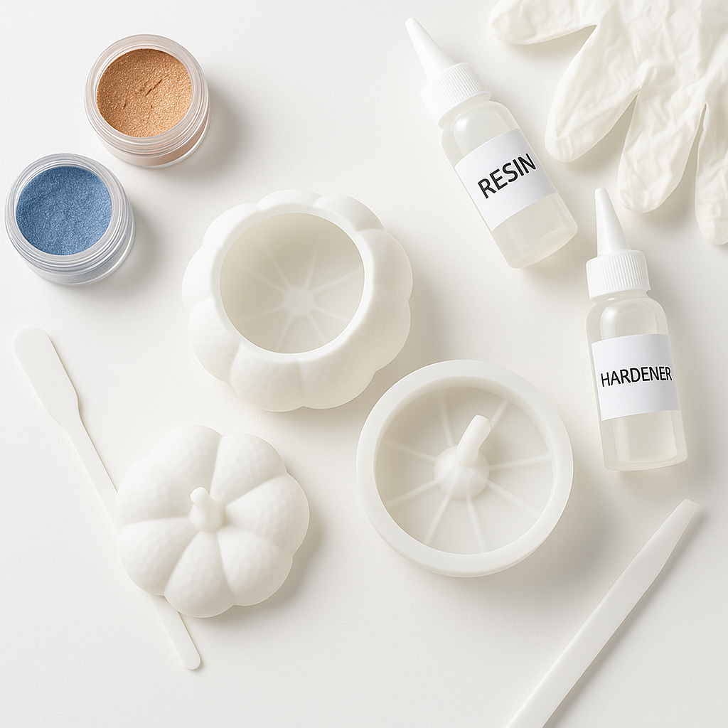 Halloween Pumpkin Resin Mold – Silicone Mold for DIY Resin, Candle, and Soap Crafting (Lid + Body)