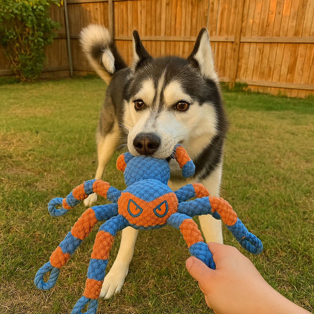 Large Dog Toy – Blue Spider